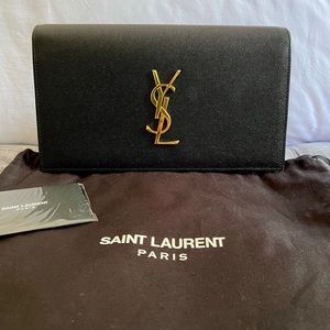 SAINT LAURENT Grain De Poudre Clutch (Monongram Kate)
